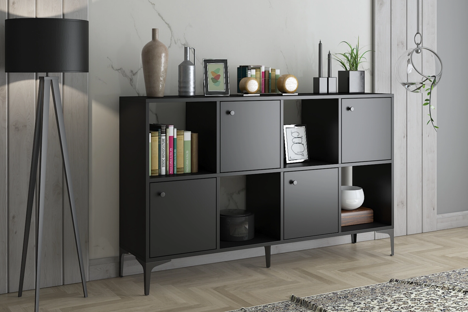 Modern Siyah Asimetrik Konsol