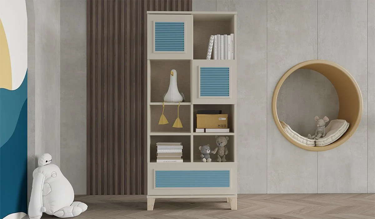 Pastel Mavi Detaylı Çocuk Odası Kitaplık