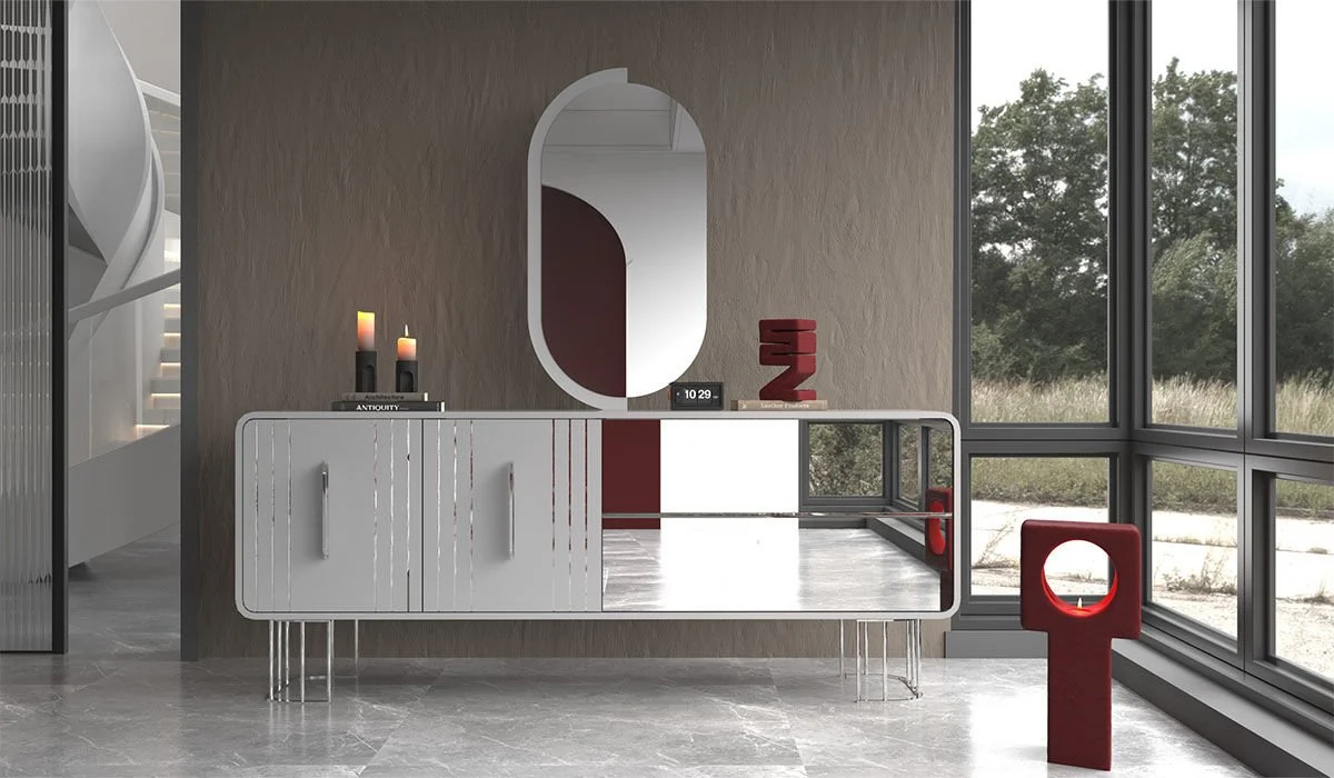 Mirrored & White Luxury Console