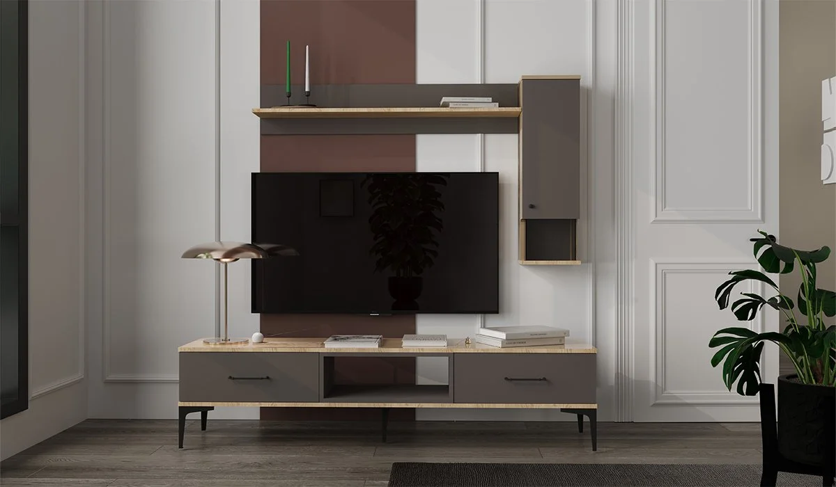 Antrasit & Meşe Kompakt TV Ünitesi