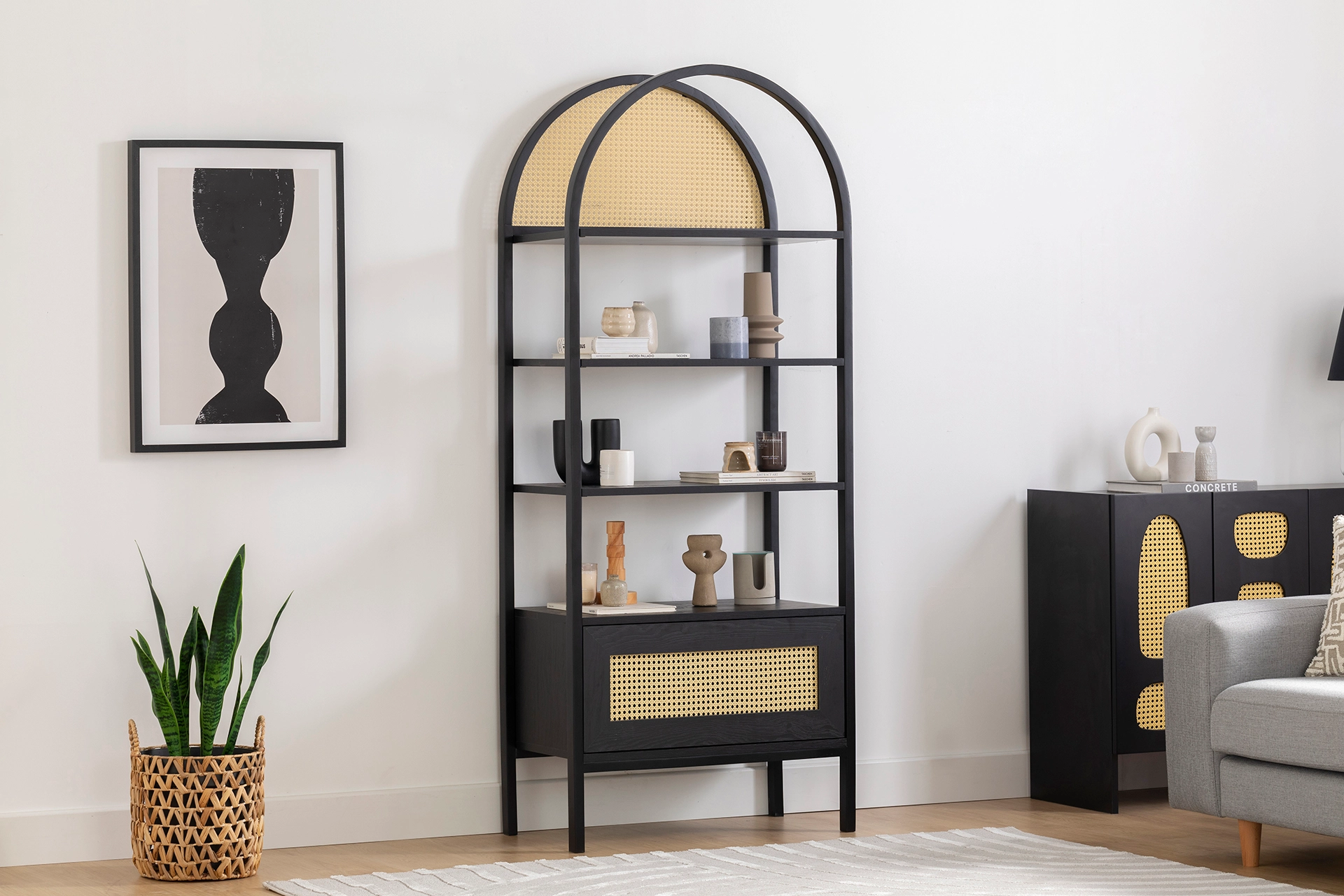 Kemerli Siyah Hazeran Kitaplık