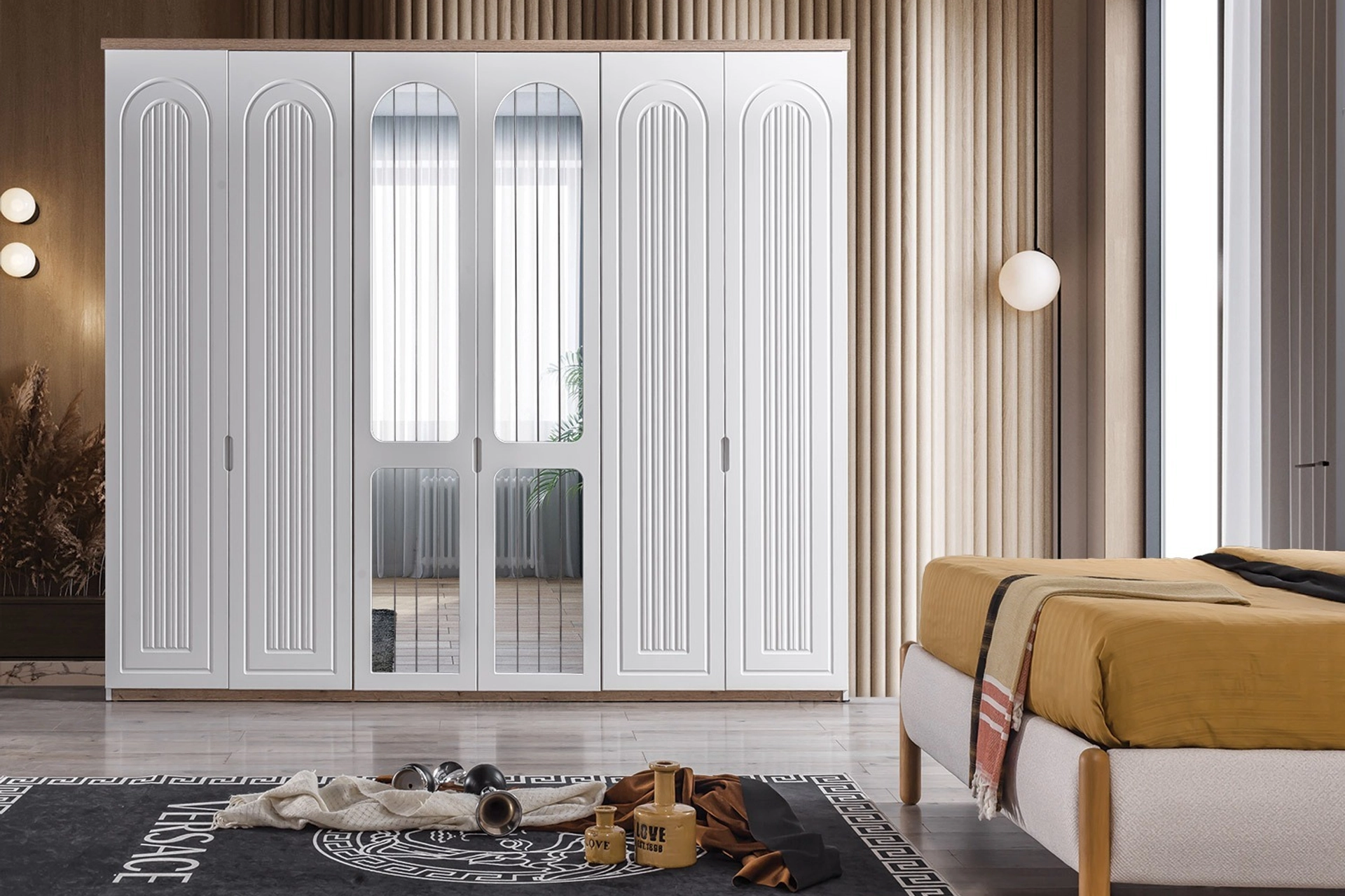 Kemer Aynalı Neo-Klasik Gardırop