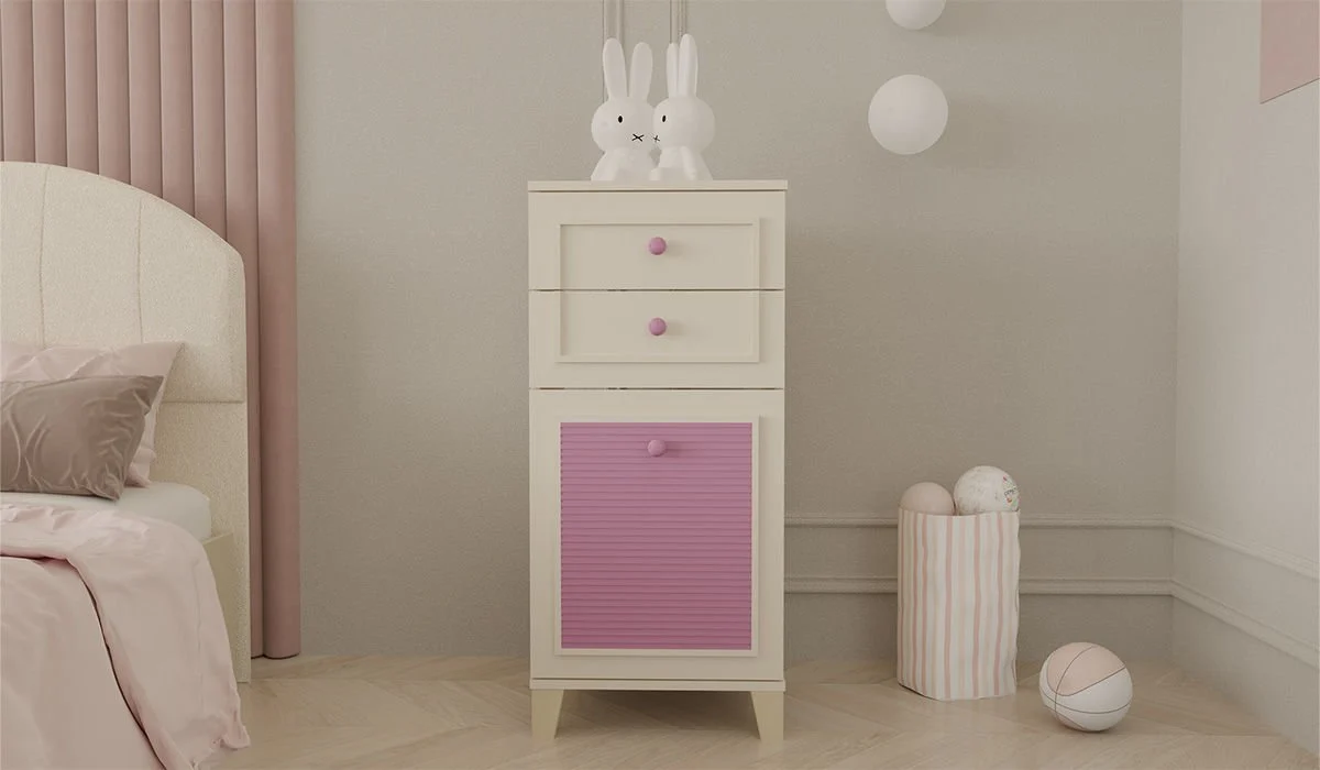 Pastel Pembe Detaylı Çocuk Şifonyeri