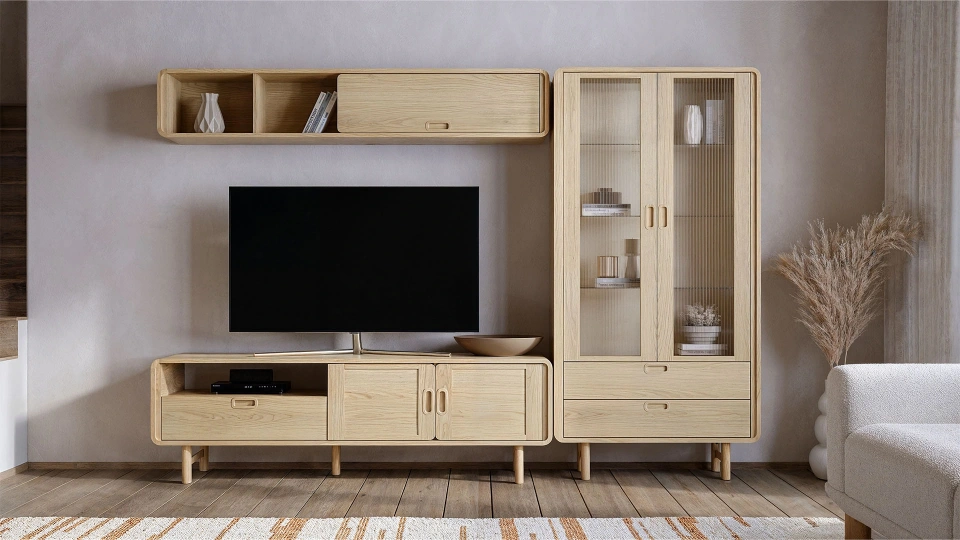 Japandi Tarzı Oval Hatlı TV Ünitesi